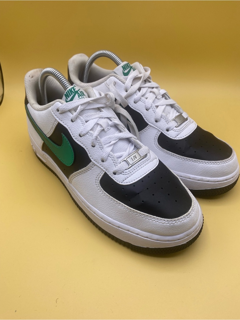 Nike Air Force 1 LV8 2 white, black, and Stadium Green